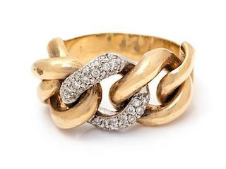 A Bicolor Gold and Diamond Ring, 7.40 dwts.
