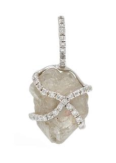 A White Gold, Rough Diamond and Diamond 'Orielle' Pendant, Diamonds in the Rough, 1.50 dwts.