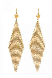 A Pair of Yellow Gold Mesh Earrings, 5.50 dwts.