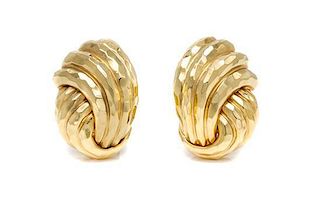* A Pair of 18 Karat Yellow Gold Knot Motif Earclips, Henry Dunay, 19.00 dwts.