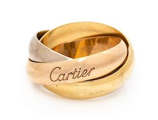 An 18 Karat Tricolor Gold 'Trinity' Ring, Cartier, 10.60 dwts.