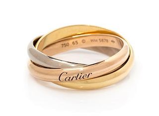 An 18 Karat Tricolor Gold 'Trinity' Ring, Cartier, 8.00 dwts.