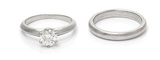 A Platinum and Diamond Wedding Ring Set, Tiffany & Co., 9.90 dwts.