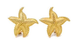* A Pair of 18 Karat Yellow Gold Starfish Earclips, Tiffany & Co., 10.60 dwts.