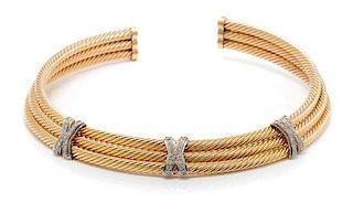 A 14 Karat Bicolor Gold and Diamond Collar Necklace, 41.70 dwts.