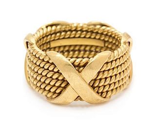 An 18 Karat Yellow Gold 'Rope Six-Row X' Ring, Schlumberger for Tiffany & Co., 14.80 dwts.