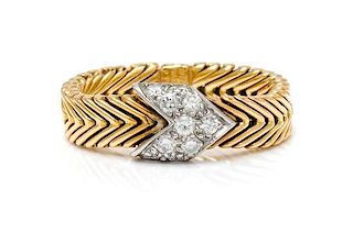 An 18 Karat Bicolor Gold and Diamond Ring, Paloma Picasso for Tiffany & Co., 6.10 dwts.