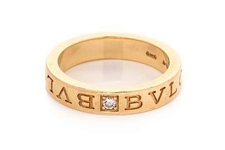 An 18 Karat Yellow Gold and Diamond 'BVLGARI BVLGARI' Ring, Bvlgari, 4.60 dwts.