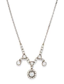 A 14 Karat White Gold and Diamond Necklace, 8.00 dwts.