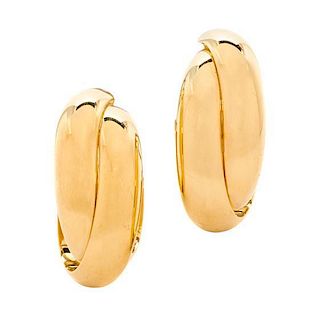 A Pair of 18 Karat Yellow Gold Double Hoop Earclips, 6.20 dwts.