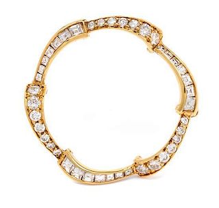A Yellow Gold and Diamond Circle Brooch, 2.70 dwts.