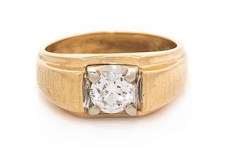 A 14 Karat Yellow Gold and Diamond Ring, 5.50 dwts.