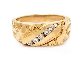 A 14 Karat Yellow Gold and Diamond Ring, 6.70 dwts.