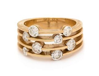 An 18 Karat Yellow Gold and Diamond Ring, 8.70 dwts.