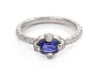 A Platinum, Sapphire and Diamond Ring, 3.00 dwts.