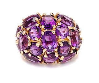 A 14 Karat Yellow Gold and Amethyst Ring, 7.90 dwts.