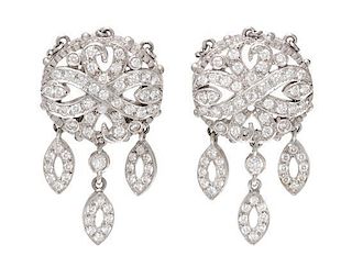 A Pair of 18 Karat White Gold and Diamond Jewelry Components, Doris Panos, 9.60 dwts.