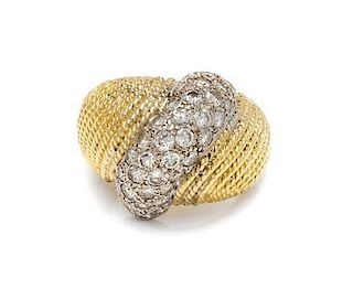 * A Gold and Diamond Bombe Ring, 8.70 dwts.