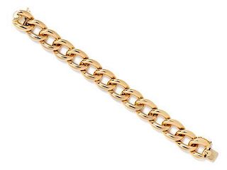 A 14 Karat Yellow Gold Curb Link Bracelet, 36.10 dwts.