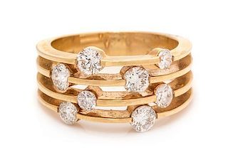 An 18 Karat Yellow Gold and Diamond Ring, 5.20 dwts.