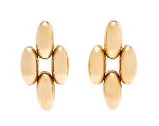 A Pair of 14 Karat Yellow Gold Earrings, Italian, 2.70 dwts.