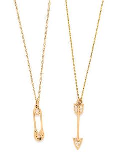* A Collection of Yellow Gold and Diamond Pendants, 2.35 dwts.