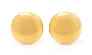 A Pair of 18 Karat Yellow Gold Earrings, Italian, 6.00 dwts.