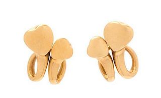 A Pair of 18 Karat Yellow Gold Heart Motif Earrings, Gorg Jensen, 4.70 dwts.