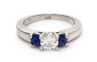 A Platinum, Diamond and Sapphire Ring, 7.90 dwts.