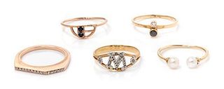 A Collection of Gold and Gemstone Rings, 5.20 dwts.