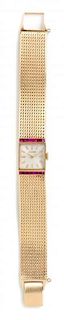 A 14 Karat Yellow Gold and Ruby Wristwatch, Concord, 24.20 dwts.