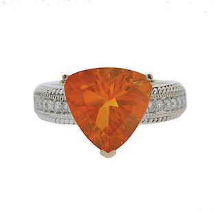 18k Gold 3.60ct Fire Opal Diamond Ring