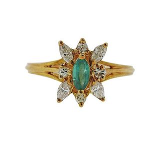 18k Gold Emerald Diamond Ring