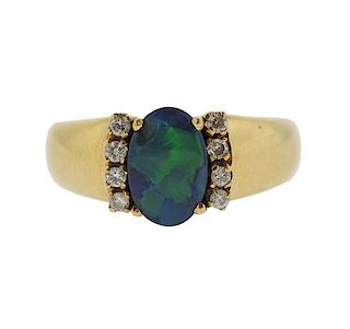 18K Gold Opal Diamond Ring