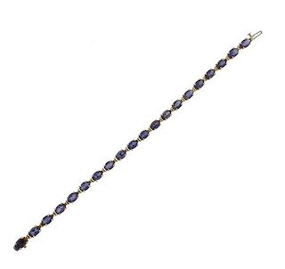14k Gold Blue Gemstone Bracelet