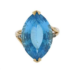 10k Gold Blue Stone Diamond Ring