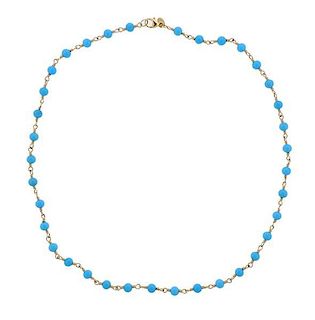Tiffany &amp; Co Turquoise Bead 18k Gold Necklace