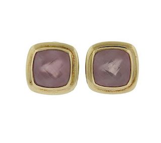 David Yurman 18k Gold Sterling Rose Quartz Earrings