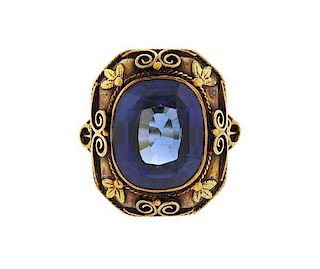 Antique 14K Gold Blue Stone Ring