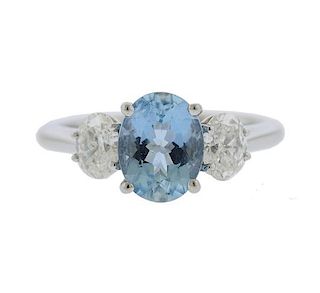 18k Gold Blue Gemstone Diamond Ring