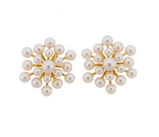 Mikimoto 18k Gold Pearl Cocktail Earrings