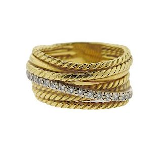 David Yurman 18K Gold Crossover Ring