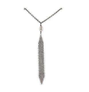 Tiffany &amp; Co Peretti Mesh Silver Pearl Pendant Necklace