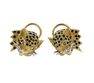 18k Gold Diamond Jaguar Earrings