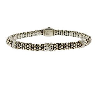 Lagos Caviar Sterling Silver Diamond Bracelet