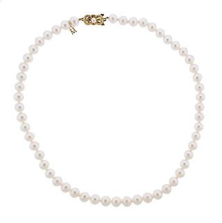 Mikimoto 18k Gold 7.5mm to 8mm Pearl Necklace
