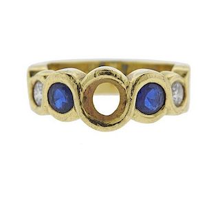 18k Gold Diamond Sapphire Ring Setting