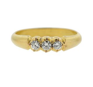 18k Gold Diamond Three Stone Ring