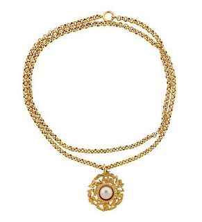 Ferragamo Pearl Pendant Necklace