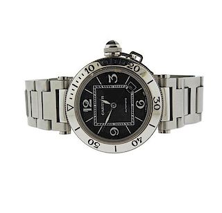 Cartier Pasha Black Dial Automatic Steel Watch